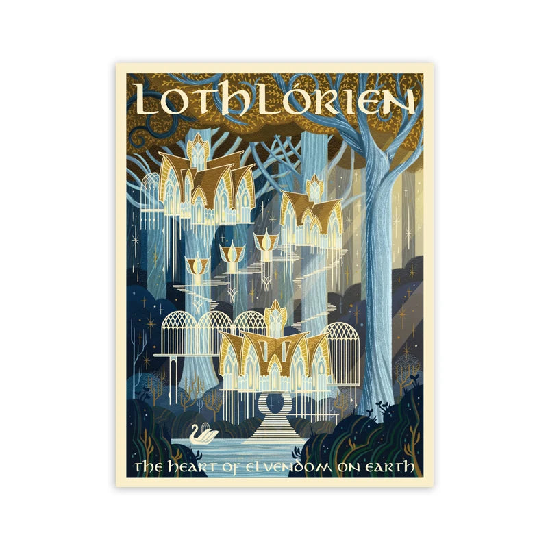 Tolkien Wall Art Canvas Painting Middle Earth Landscape LOTR Posters and Prints Wall Pictures Travel Gift Living Room Home Decor