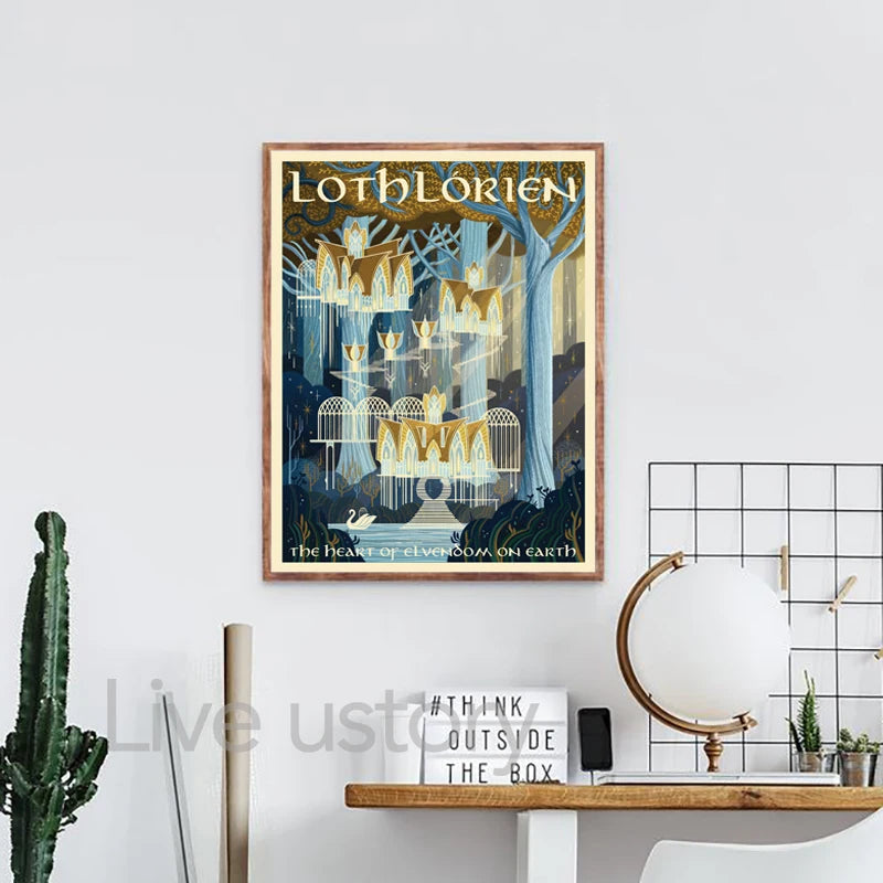 Tolkien Wall Art Canvas Painting Middle Earth Landscape LOTR Posters and Prints Wall Pictures Travel Gift Living Room Home Decor