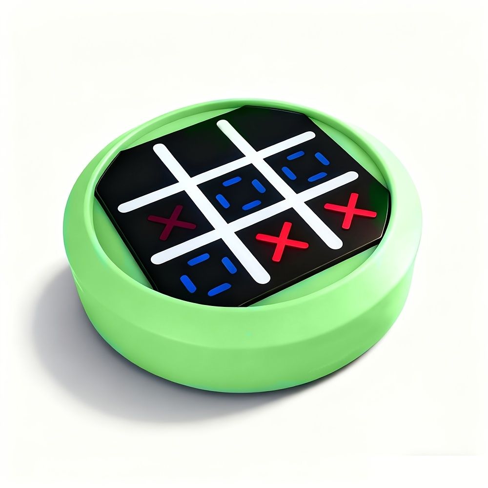 4-in-1 Electronic Tic Tac Toe Game: AI Battle, Two-Player Mode, Memory & Speed Challenge | Handheld Portable Game Console, Suitable for Both Kids and Adults (Batteries Not Included)（green）
