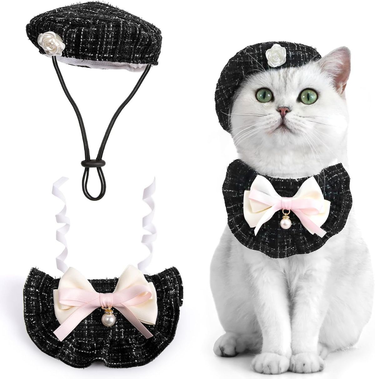Cat Beret Cat Headscarf Pet Outfit Cat Accessories Halloween Pet Costume - Pink