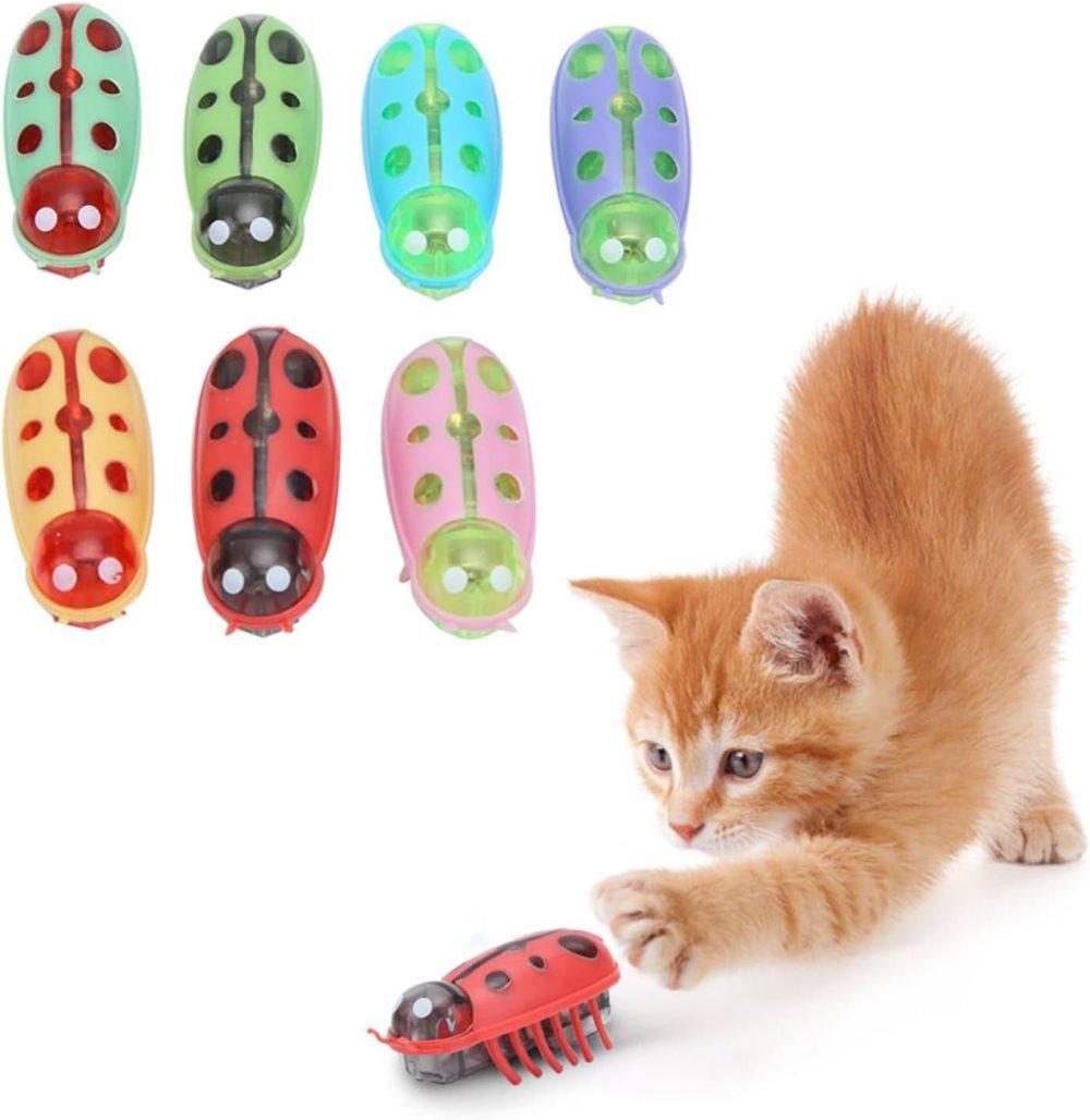 7-Piece Interactive Pet Toy for Cats and Dogs, Mini Beetle Electric Toy, Compatible with Small Pets, 4 Inches
