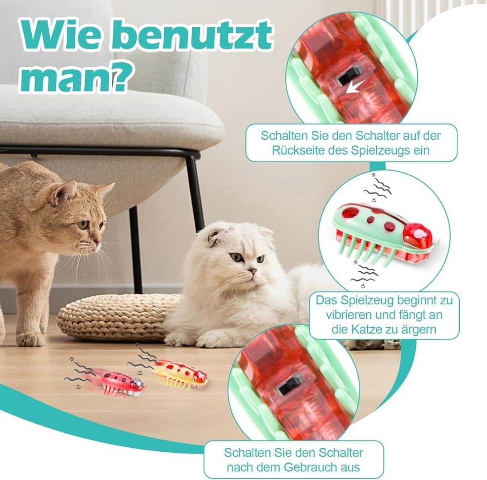 7-Piece Interactive Pet Toy for Cats and Dogs, Mini Beetle Electric Toy, Compatible with Small Pets, 4 Inches