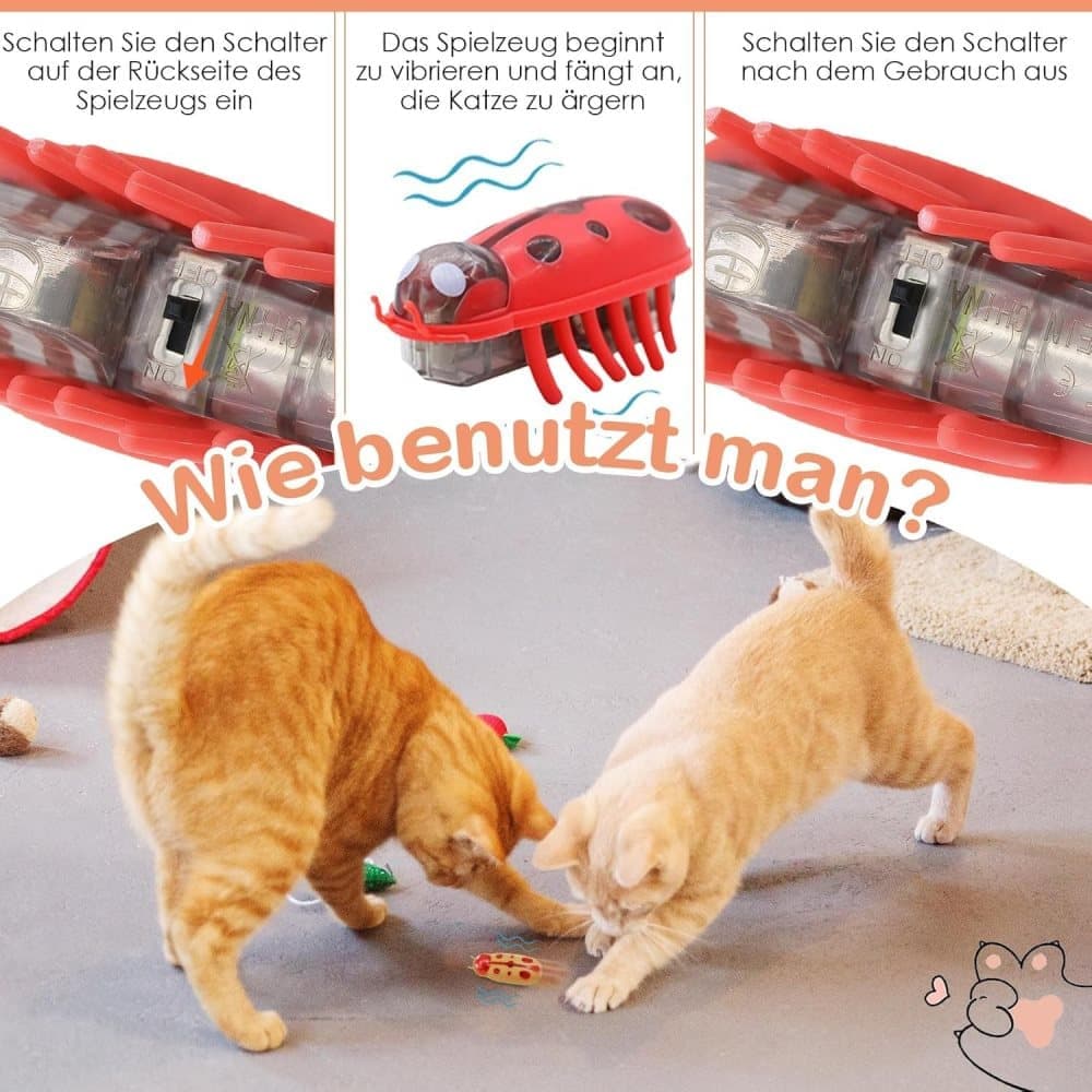4-Piece Interactive Pet Toy for Cats and Dogs, Mini Beetle Electric Toy, Compatible with Small Pets, 4 Inches