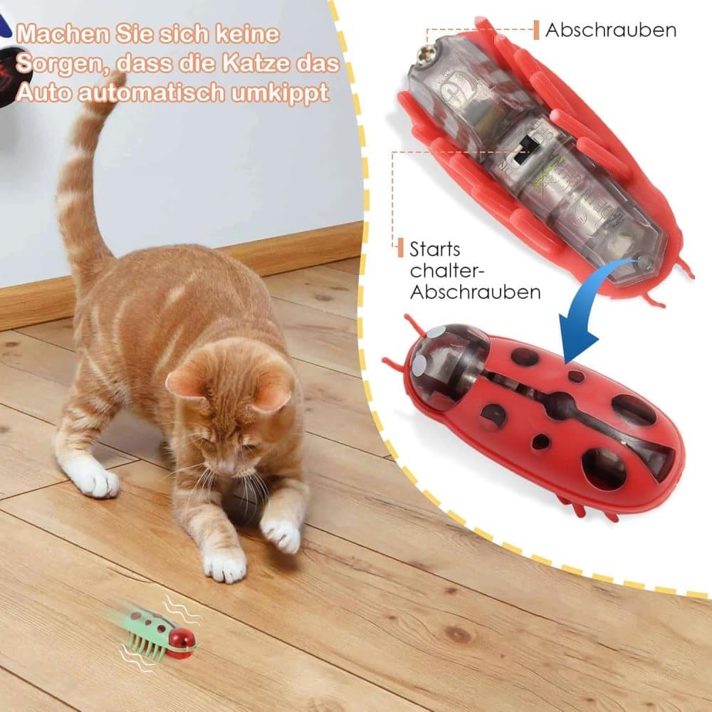 4-Piece Interactive Pet Toy for Cats and Dogs, Mini Beetle Electric Toy, Compatible with Small Pets, 4 Inches