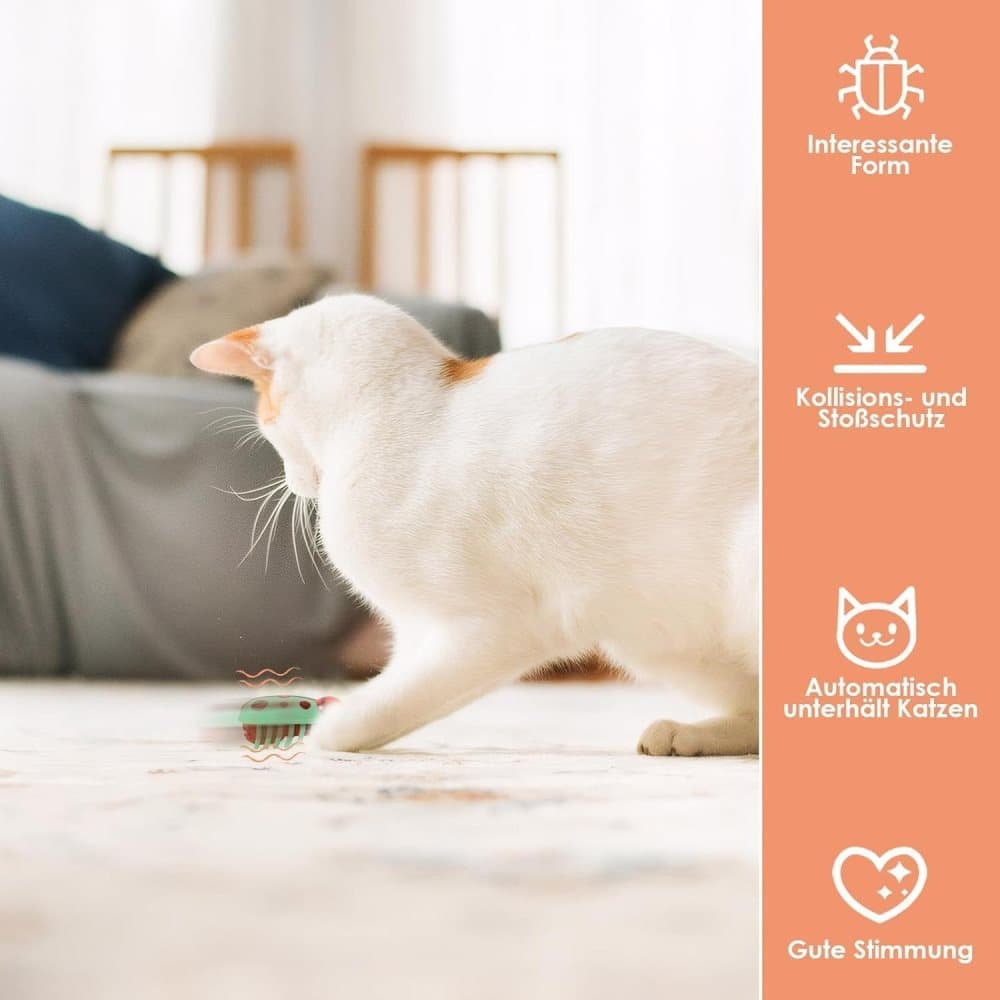 4-Piece Interactive Pet Toy for Cats and Dogs, Mini Beetle Electric Toy, Compatible with Small Pets, 4 Inches