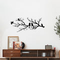 Metal Birds Wall Art - Metal Bird Wall Decoration - Vivid Birds on Branch Silhouette Wall Decor - Black Leaves with Bird - Tree Branch Silhouette - Outdoor Hanging Wall Sculpture - Hanging - for Home Balcony Garden - 43x18.6cm - Black