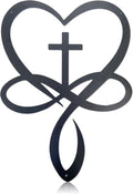 Metal Infinity Heart Cross Wall Decor, Unique Cross Decorative Wall Art, Heart And Love Sign Wall Plaques, Love Gift For Adult Home Wedding, Decor Room Bedroom Living Room Decoration（Black Iron Vein)