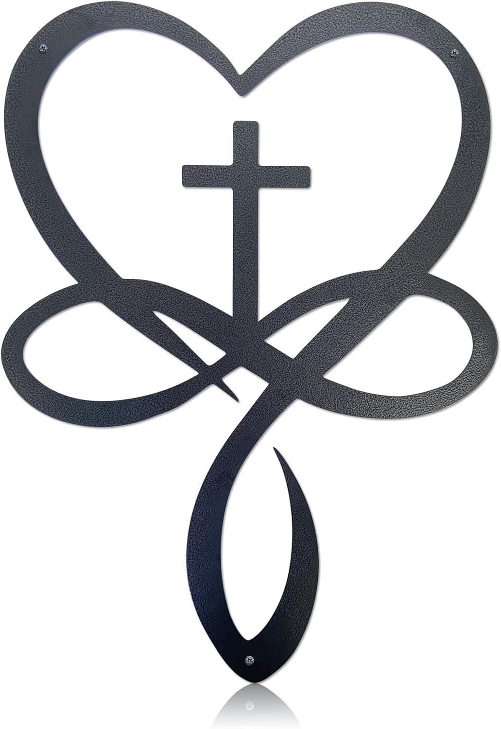 Metal Infinity Heart Cross Wall Decor, Unique Cross Decorative Wall Art, Heart And Love Sign Wall Plaques, Love Gift For Adult Home Wedding, Decor Room Bedroom Living Room Decoration（Black Iron Vein)