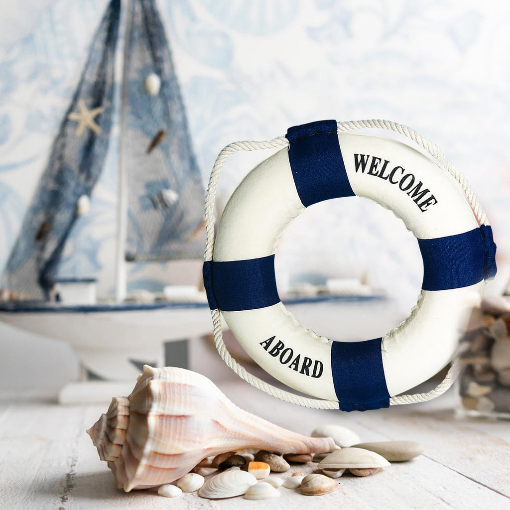 Summer Nautical Theme Decoration Lifebuoy Home Outdoor Wall Decoration Ornaments, 1 × Pendant Foam lifebuoy pendant Blue