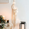 Woven Wall Hanging Moon Dream Catcher- Boho Chic Bohemian Home Decor Wall Art Decor Beautiful Apartment Dorm Room