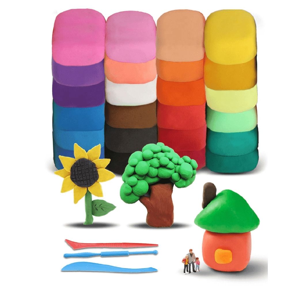Air Dry Clay Magic Clay, 24 Colors Modeling Clay with Tools, Soft & Ultra Light, Toys Gifts for Age 3+ Years Old