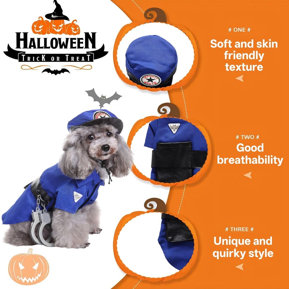 New Dog Halloween Costumes,Whimsical Halloween Costumes for Dogs,Polyester Police Set Large Dog Halloween Costumes,For Halloween,Party,Photos,Xl