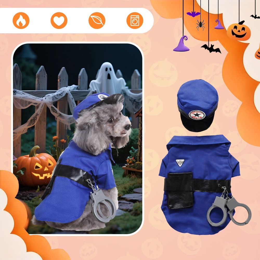 New Dog Halloween Costumes,Whimsical Halloween Costumes for Dogs,Polyester Police Set Large Dog Halloween Costumes,For Halloween,Party,Photos,Xl