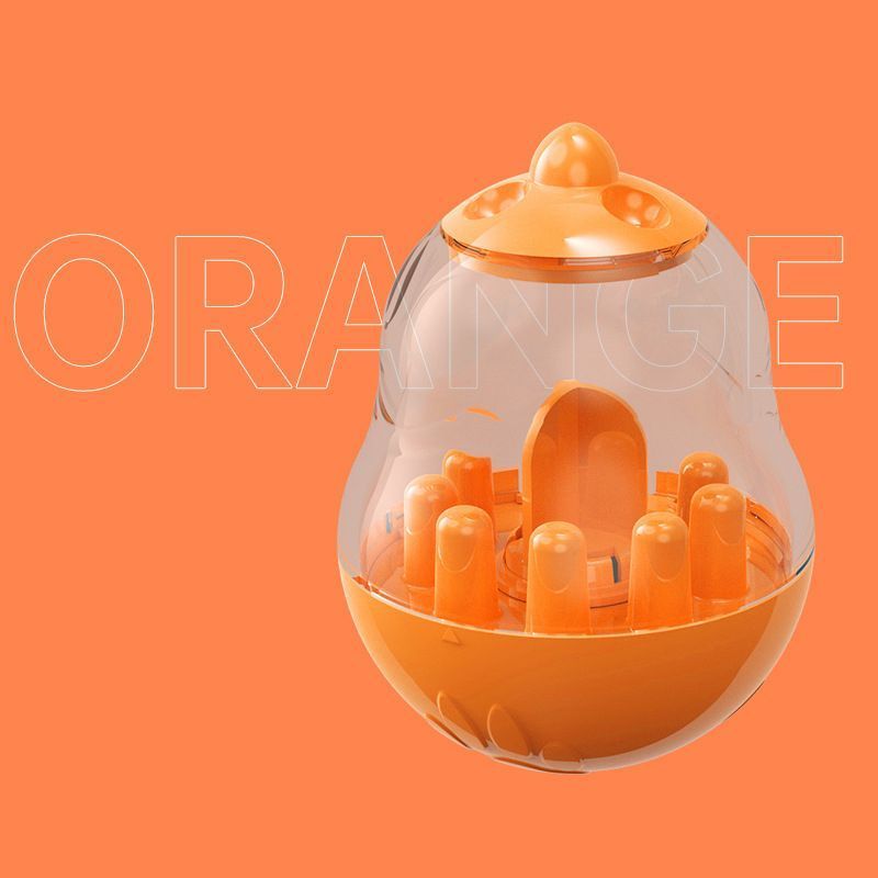 2Pcs  Pet Tumbler Feeder Puzzle Toy Pet Training Dispenser-Orange
