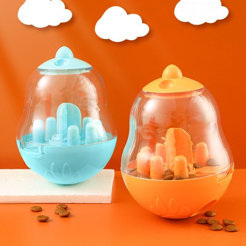 2Pcs  Pet Tumbler Feeder Puzzle Toy Pet Training Dispenser-sky blue