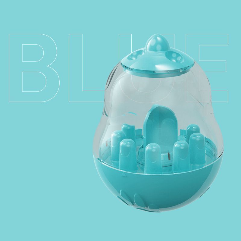 2Pcs  Pet Tumbler Feeder Puzzle Toy Pet Training Dispenser-sky blue