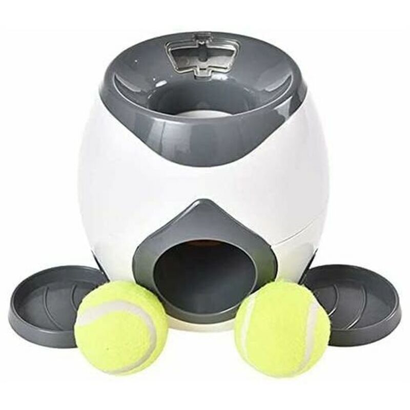 Automatic Pet Treat Dispenser Toy with 2 Tennis Balls and Feeding Spoon for IQ and Coordination Training