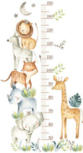 Kids Growth Chart Wall Sticker Self Adhesive Removable Height Measure Ruler Jungle Safari Animals Nursery Bedroom Decor Up To Multi Color, 170 cm