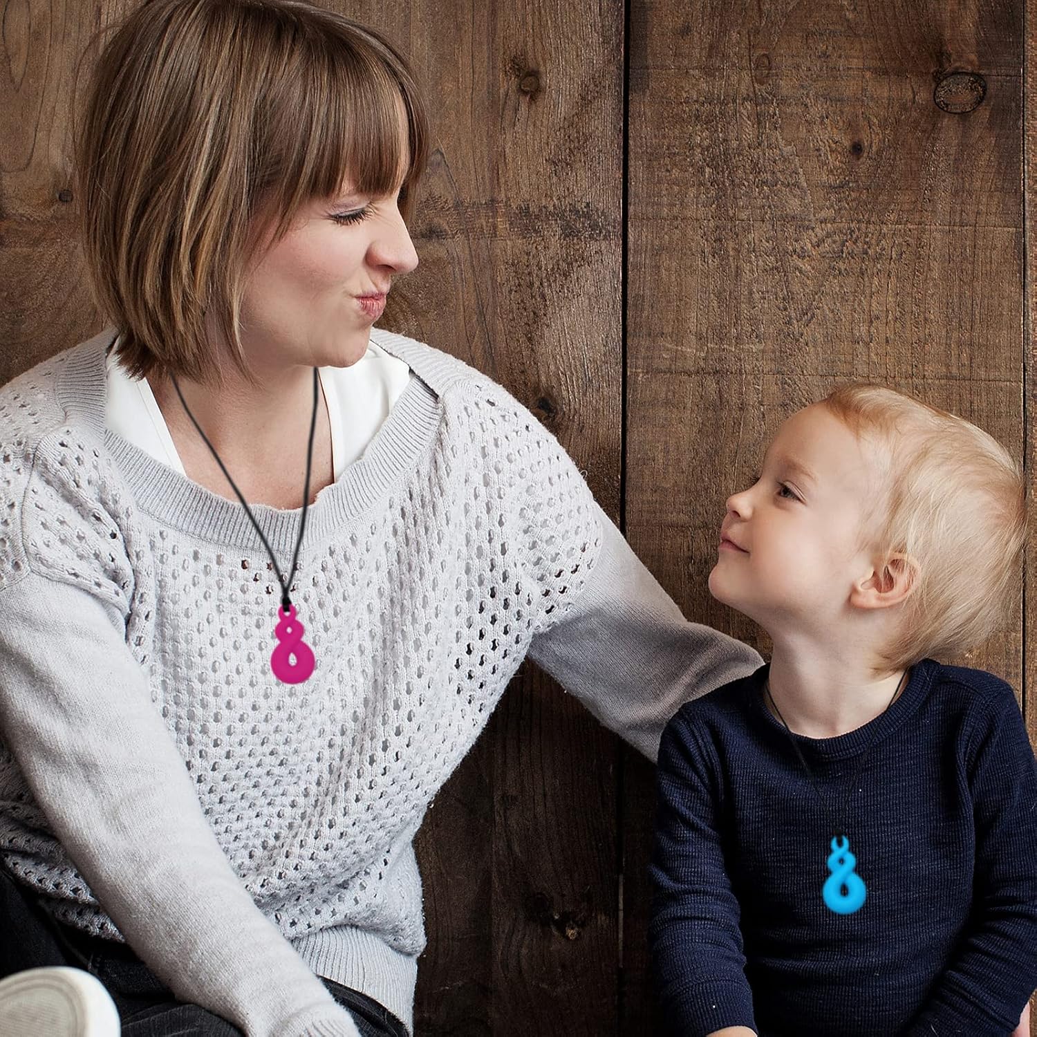 Chew Necklaces for Kids With Autism, ADHD, SPD, or Special Needs - Sensory Silicone Chewy Necklace Toys Boys, Girls, Adults, Teens 4 Pack