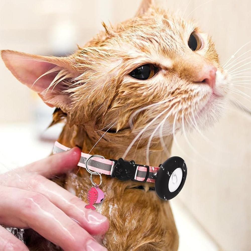 Reflective Cat Collar Compatible with Apple Airtag Adjustable Airtag Holder for Cat Dog Kitten Puppy