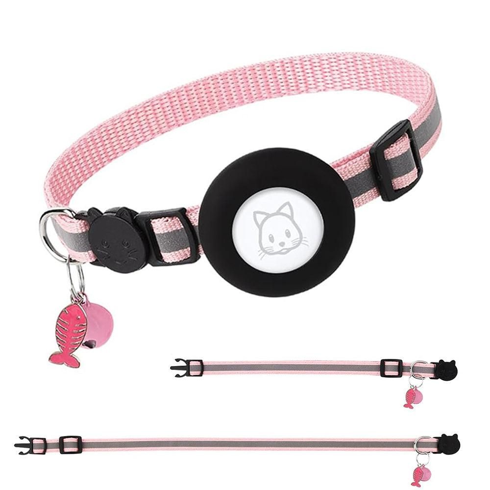 Reflective Cat Collar Compatible with Apple Airtag Adjustable Airtag Holder for Cat Dog Kitten Puppy