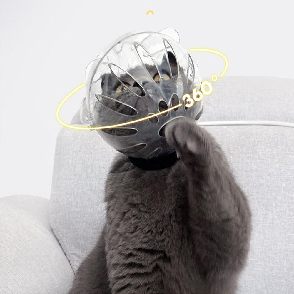 Transparent Cat Hood Astronaut Helmet Muzzle Mask Preventing Biting and Licking - Large
