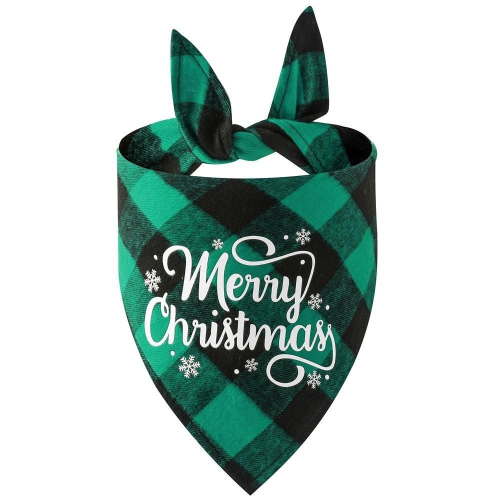 Christmas Pet Triangle Scarf Dog Bandana Pet Wearable Accessories Red Grid - Christmas Hat
