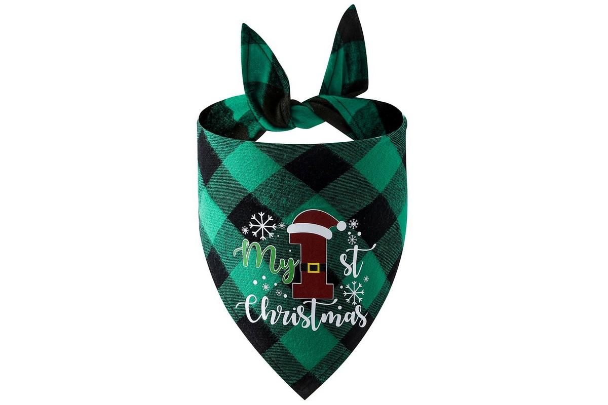 Christmas Pet Triangle Scarf Dog Bandana Pet Wearable Accessories Red Grid - Santa Claus