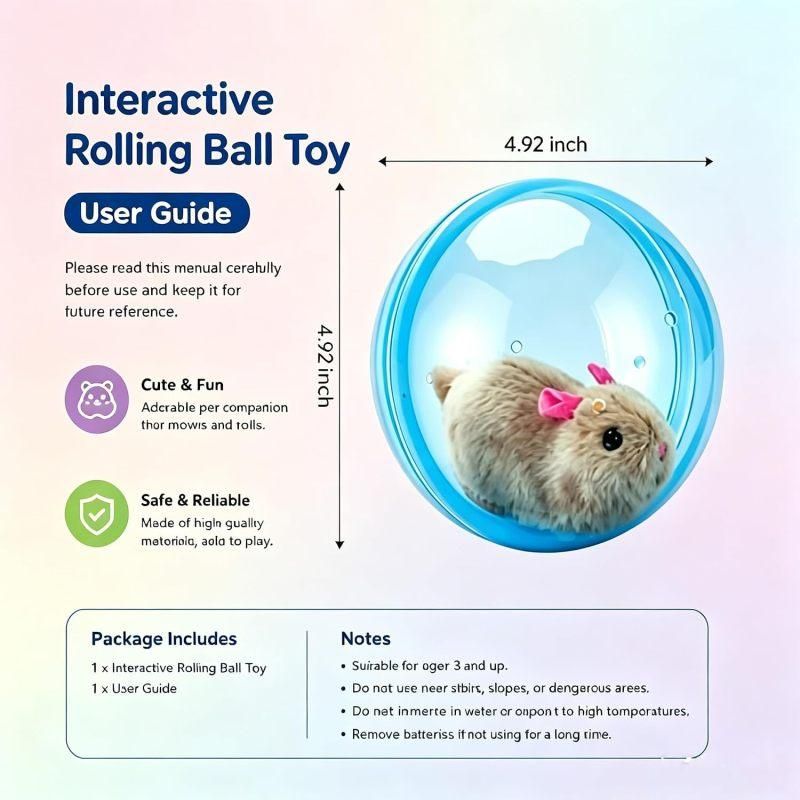 Electric Rolling Simulation Plush Toy For Cat Hamster Rabbit Interactive Pet Play Ball