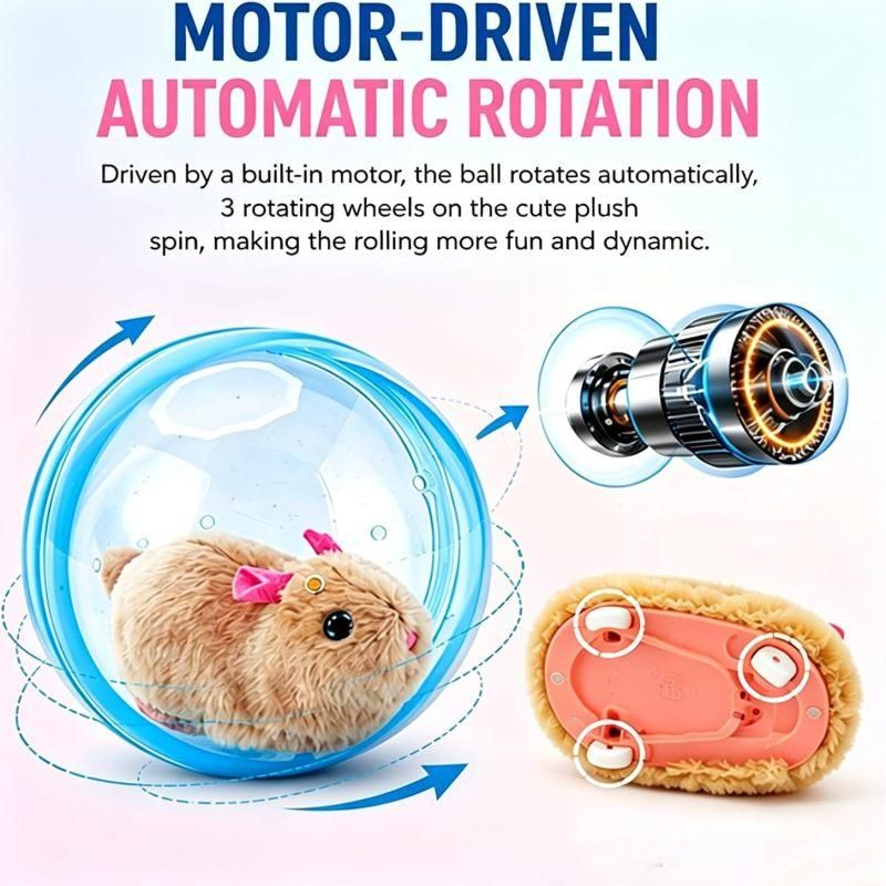 Electric Rolling Simulation Plush Toy For Cat Hamster Rabbit Interactive Pet Play Ball