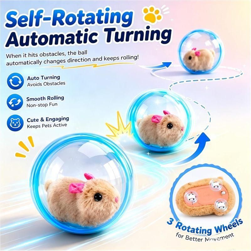 Electric Rolling Simulation Plush Toy For Cat Hamster Rabbit Interactive Pet Play Ball