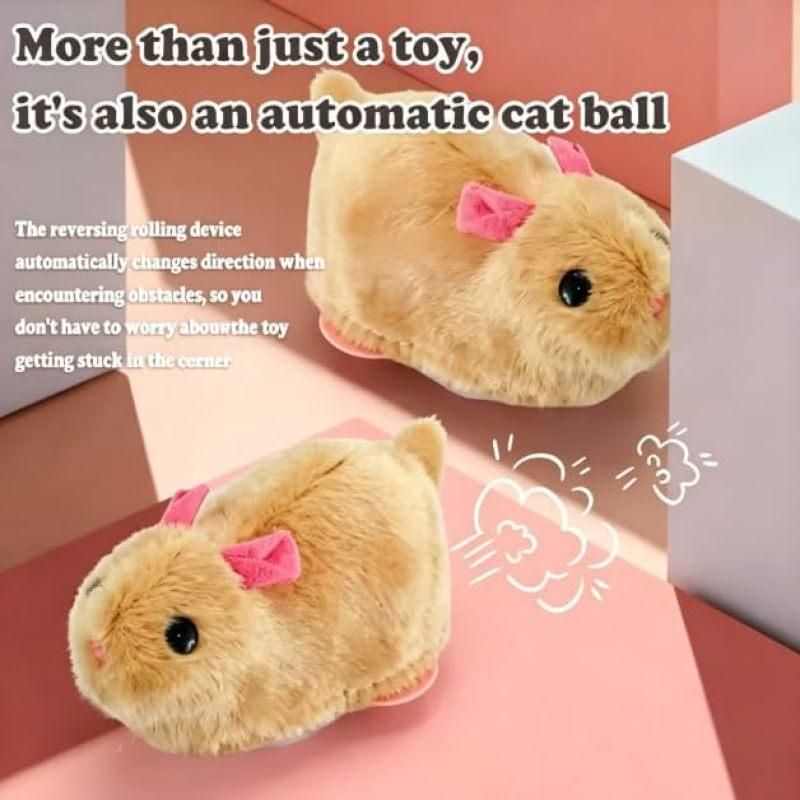 Electric Rolling Simulation Plush Toy For Cat Hamster Rabbit Interactive Pet Play Ball