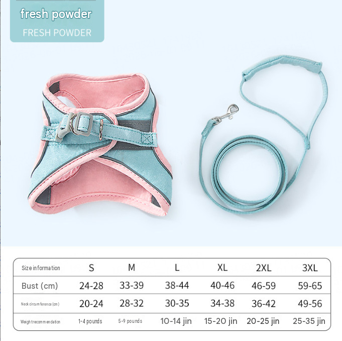 Pet Harness and Leash Set with Reflective Strip for Cats Dogs - Green S