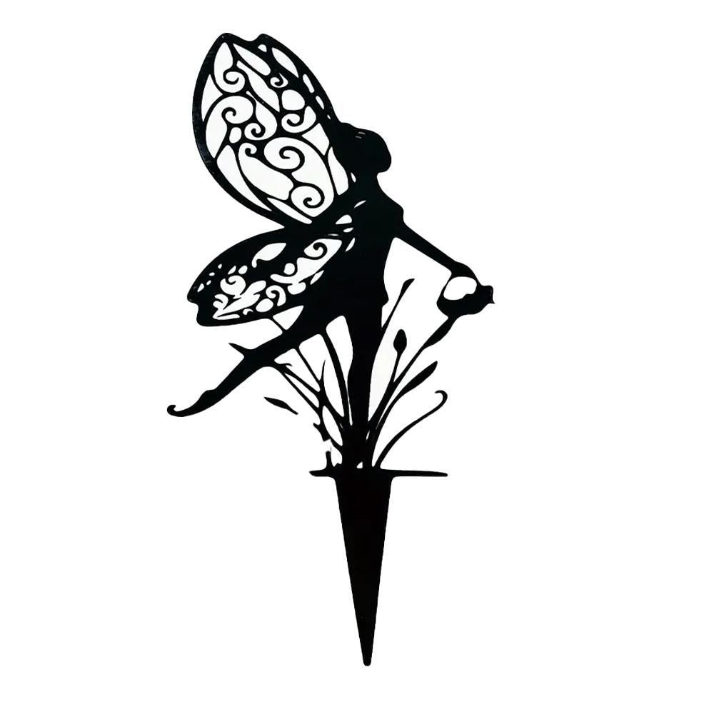 2Pcs Fairy Silhouette Metal Statue Garden Yard Stake Decorative Outdoor Sculpture