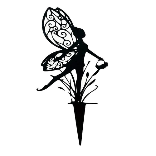 2Pcs Fairy Silhouette Metal Statue Garden Yard Stake Decorative Outdoor Sculpture
