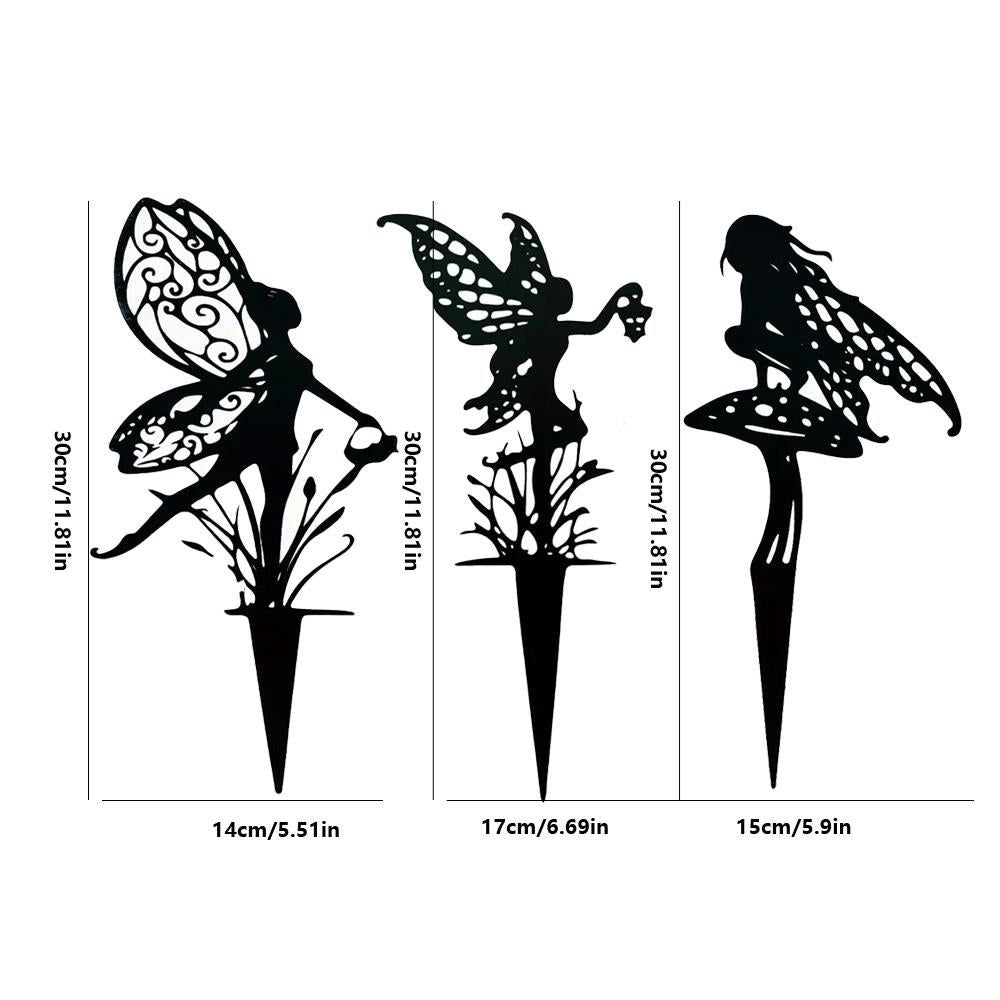 2Pcs Fairy Silhouette Metal Statue Garden Yard Stake Decorative Outdoor Sculpture