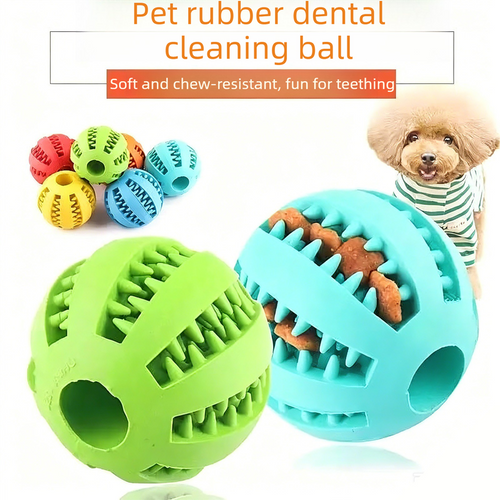 2 Large Pet Treat Dispenser Balls, 7CM - Durable Teething and Dental Care Toys - Yellow