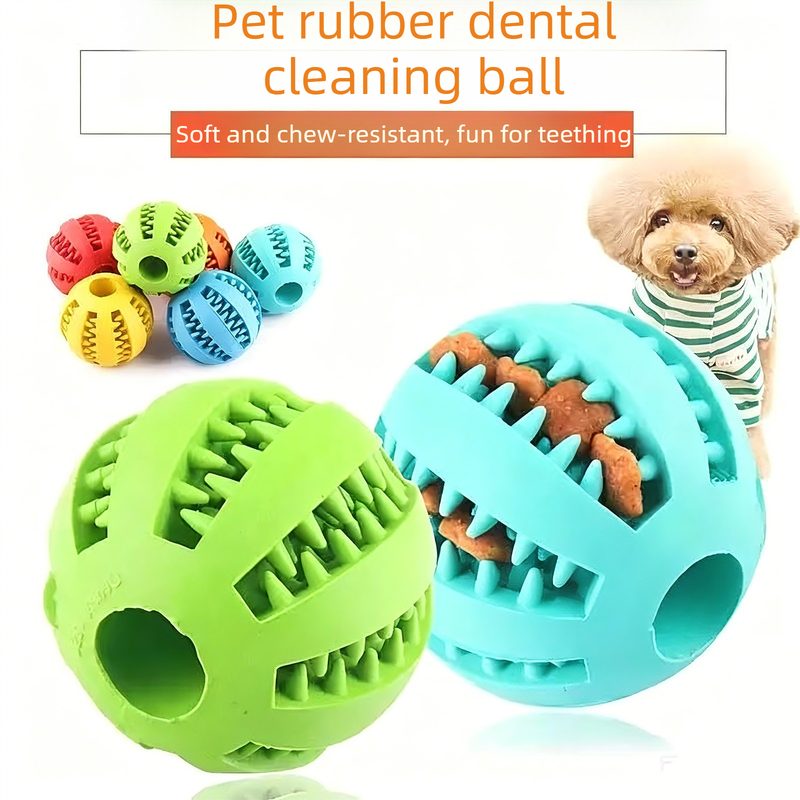 2 Large Pet Treat Dispenser Balls, 7CM - Durable Teething and Dental Care Toys - Green