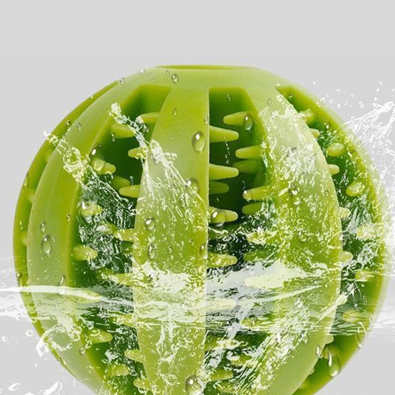 2 Large Pet Treat Dispenser Balls, 7CM - Durable Teething and Dental Care Toys - Green