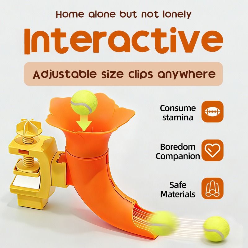 Automatic Pet Ball Launcher, Tennis Ball Launcher, Interactive Pet Toy to Keep Your Pet Entertained - Red