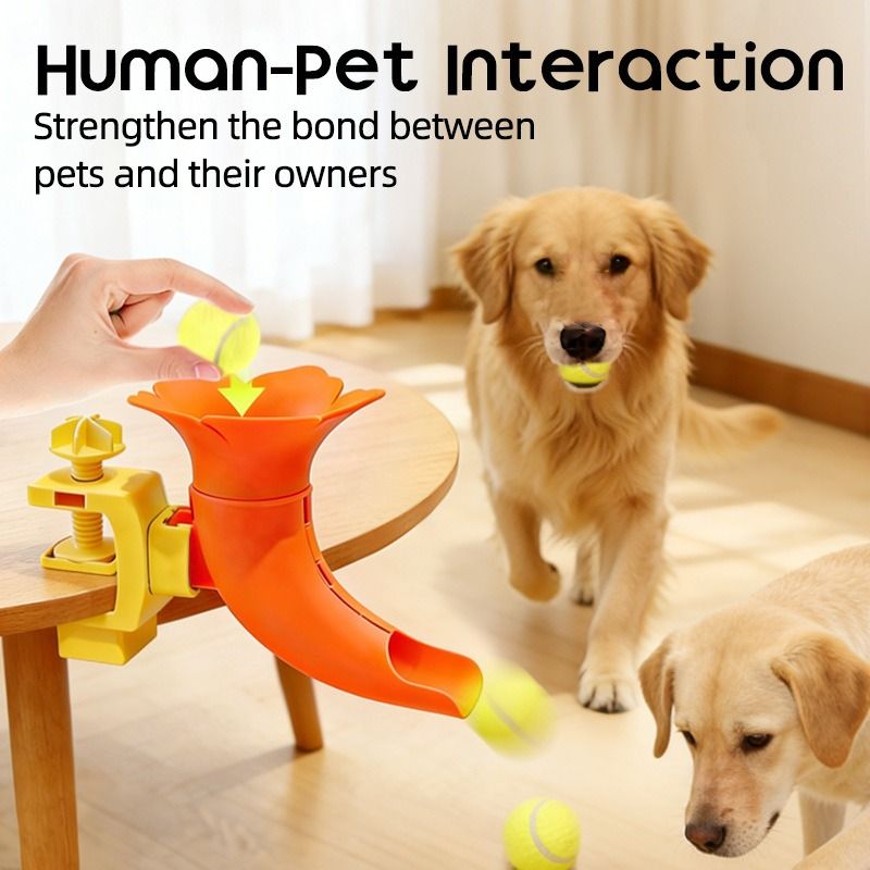 Automatic Pet Ball Launcher, Tennis Ball Launcher, Interactive Pet Toy to Keep Your Pet Entertained - Red