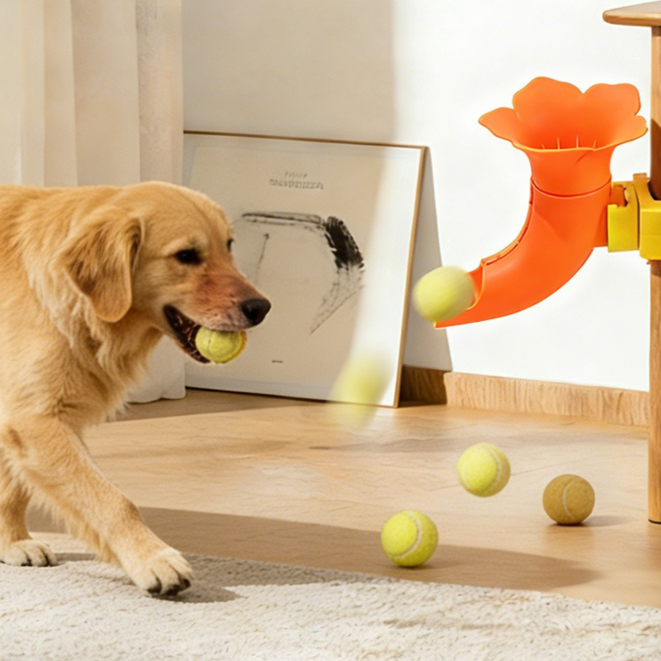 Automatic Pet Ball Launcher, Tennis Ball Launcher, Interactive Pet Toy to Keep Your Pet Entertained - Red