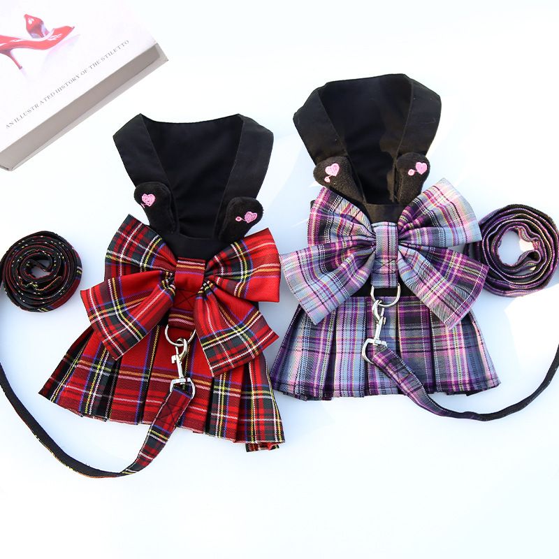 Dog Harness Skirt Traction Polyester 273 Vest Traction Wine Red L (chest circumference 45 back length 35m)