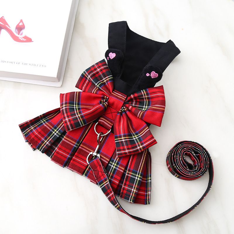 Dog Harness Skirt Traction Polyester 273 Vest Traction Wine Red L (chest circumference 45 back length 35m)