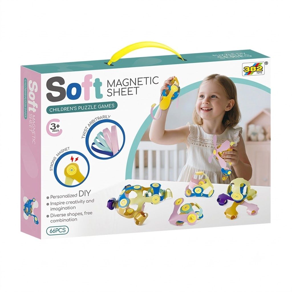 Kids 3D Soft Magnetic Building Tiles Toy Set, Creative DIY Puzzle Blocks for Ages 3+ - Develops Fine Motor Skills & Imagination, Ideal Birthday Gift for Girls, Home Play STEM Learning Kit (100PCS)