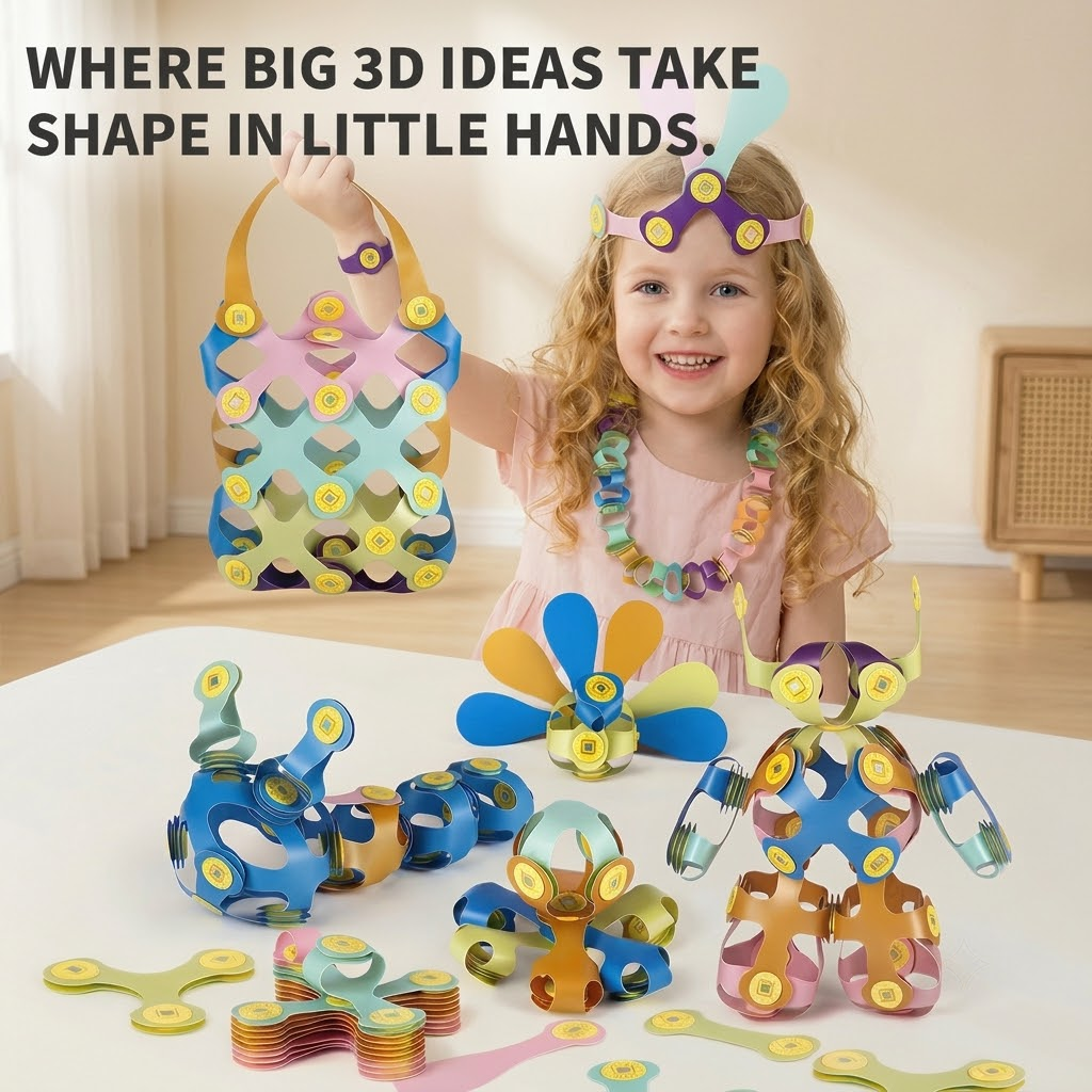 Kids 3D Soft Magnetic Building Tiles Toy Set, Creative DIY Puzzle Blocks for Ages 3+ - Develops Fine Motor Skills & Imagination, Ideal Birthday Gift for Girls, Home Play STEM Learning Kit (100PCS)