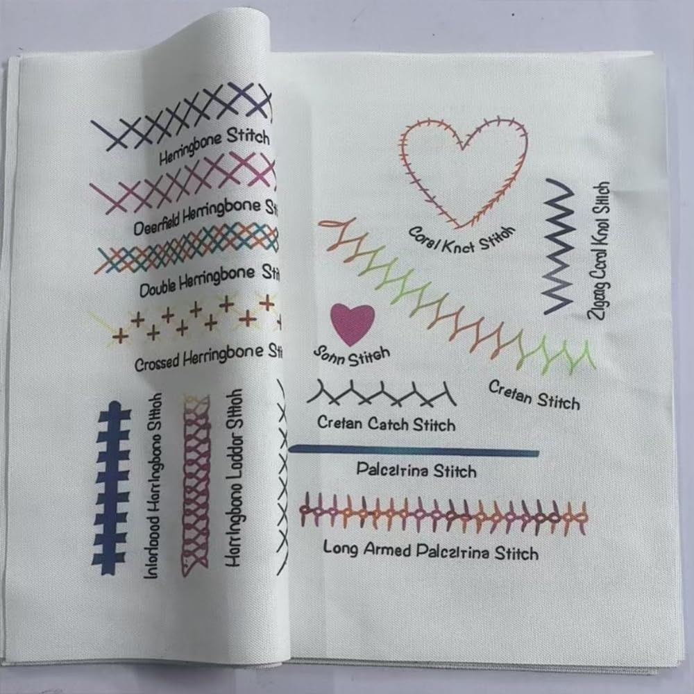 Embroidery Stitch Book & Sewing Kit, Portable DIY Embroidery Practice Book with Complete Tools, 106 Stitches, Beginner Embroidery Kit for Adults & Craft Lovers