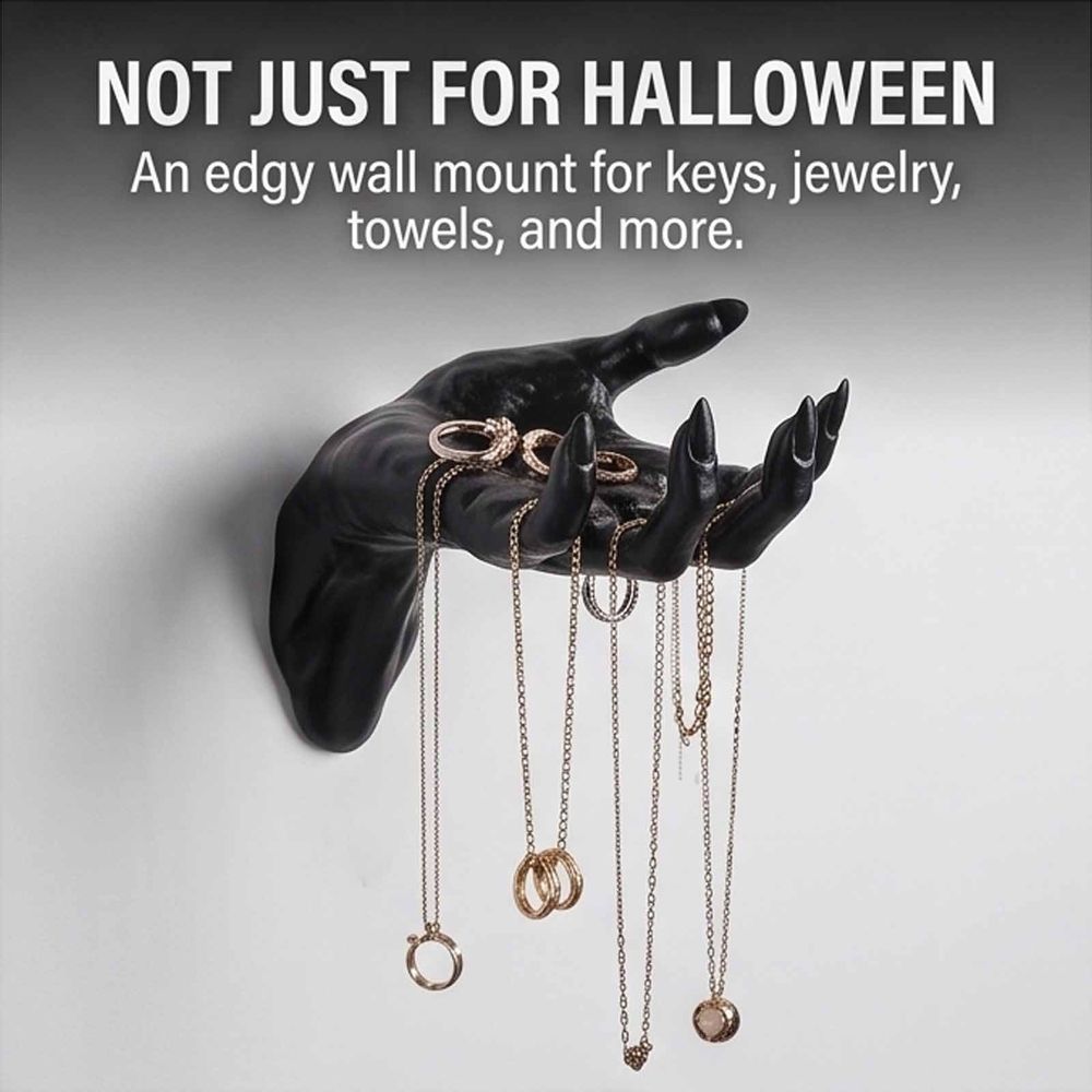 3Pcs Wall Mounted Creepy Hand Decoration, Indoor Gothic Halloween Decor, Resin Spooky Wall Mount for Gothic Home Decor, Creepy Decor, Hanging Jewelry