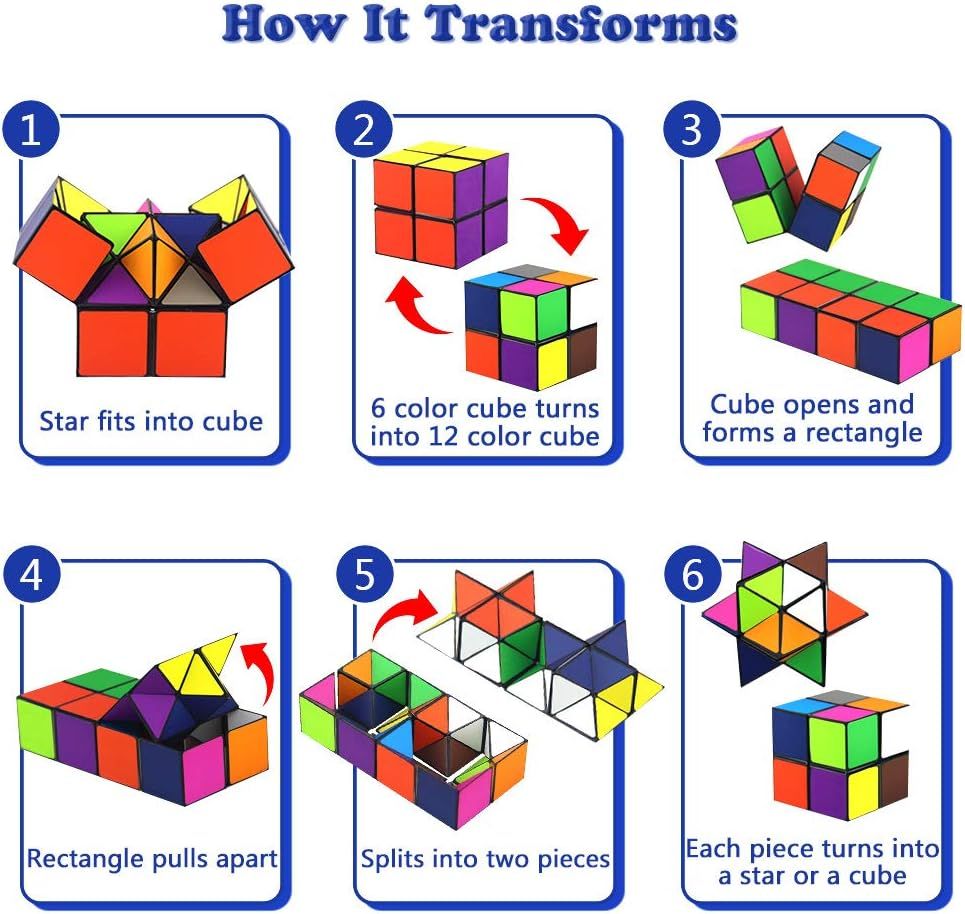 2 in 1 Combo Infinity Cube Toy Transforming Geometric Puzzle 3D Assembly Stress Anxiety Relief Magic Puzzle Cubes
