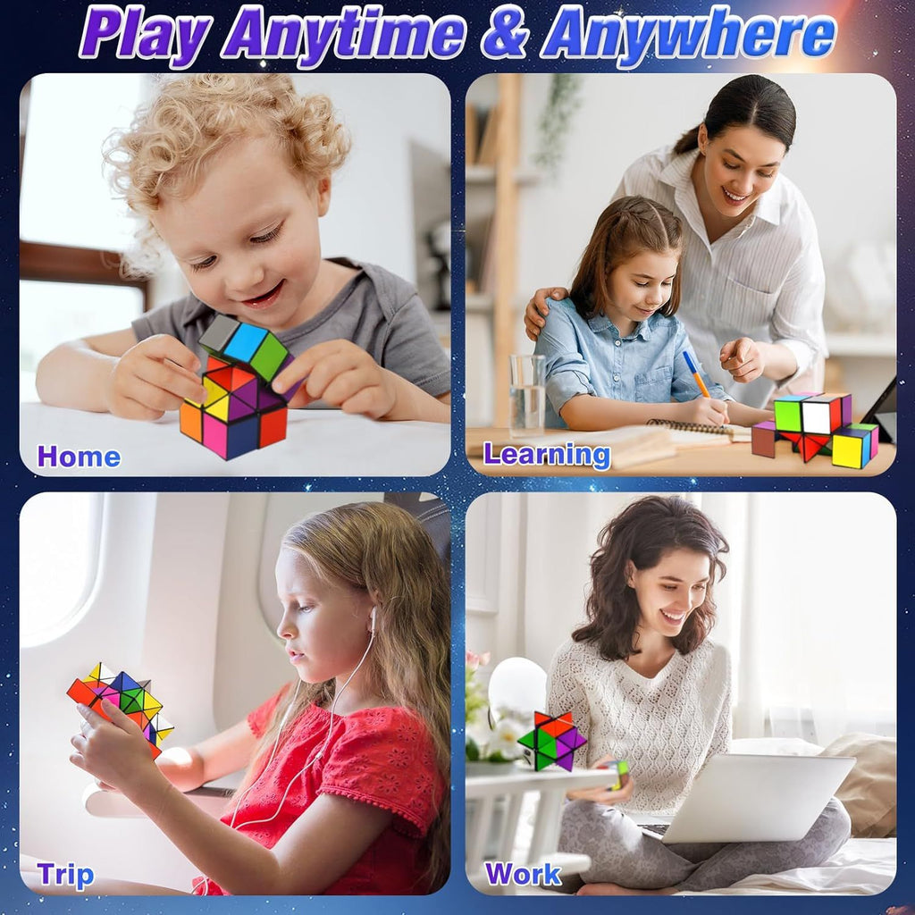 2 in 1 Combo Infinity Cube Toy Transforming Geometric Puzzle 3D Assembly Stress Anxiety Relief Magic Puzzle Cubes
